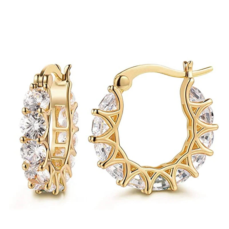 Full Paved Crystal CZ Hoop Earrings