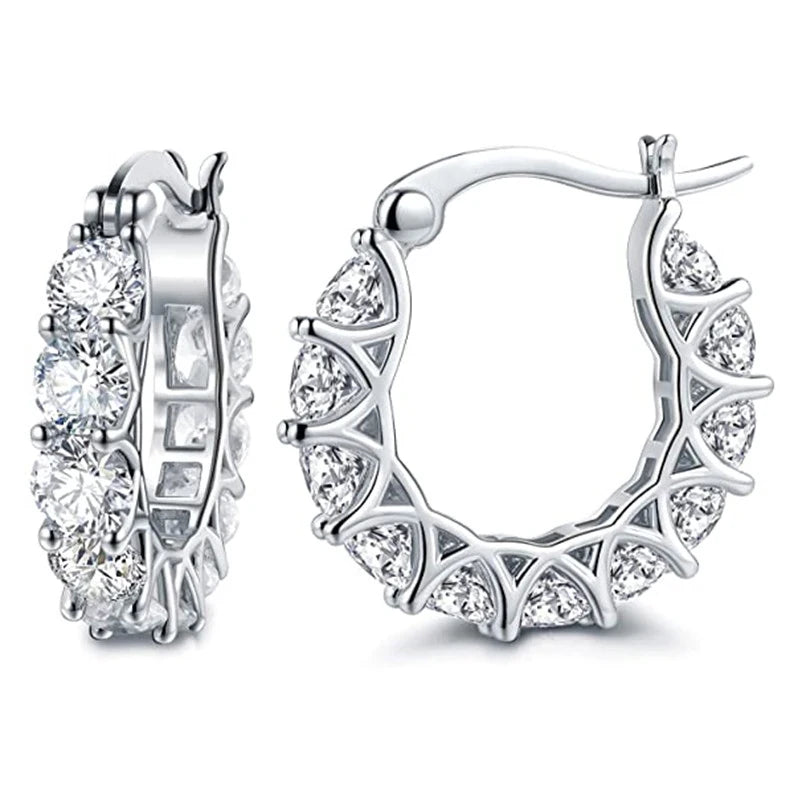 Full Paved Crystal CZ Hoop Earrings