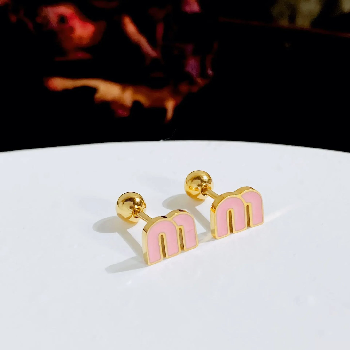 M Stud Earrings