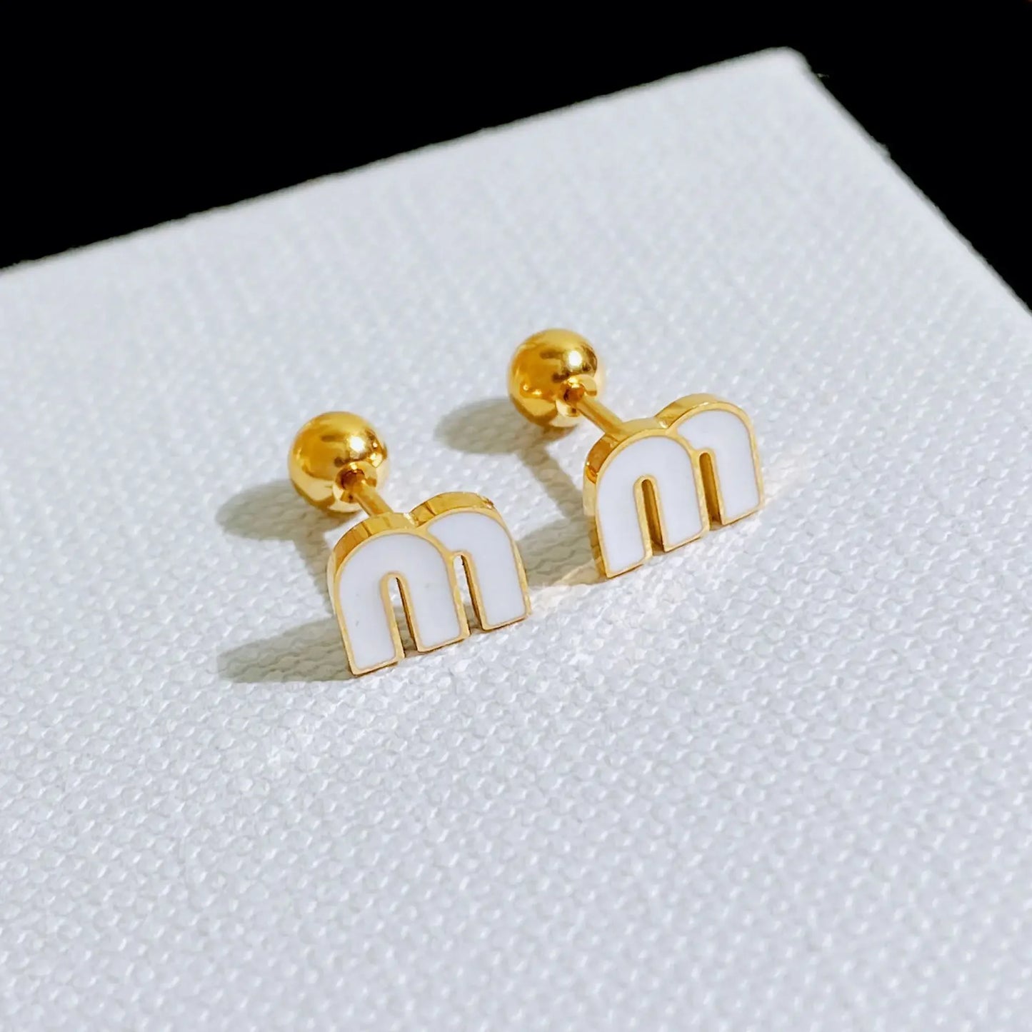 M Stud Earrings