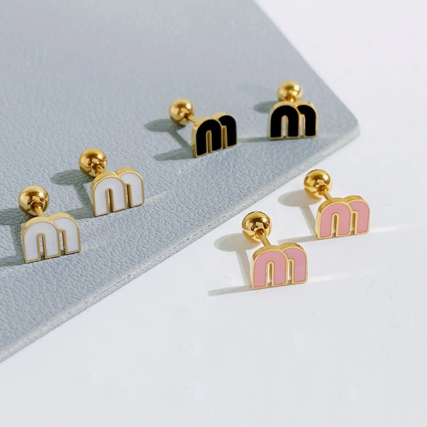 M Stud Earrings