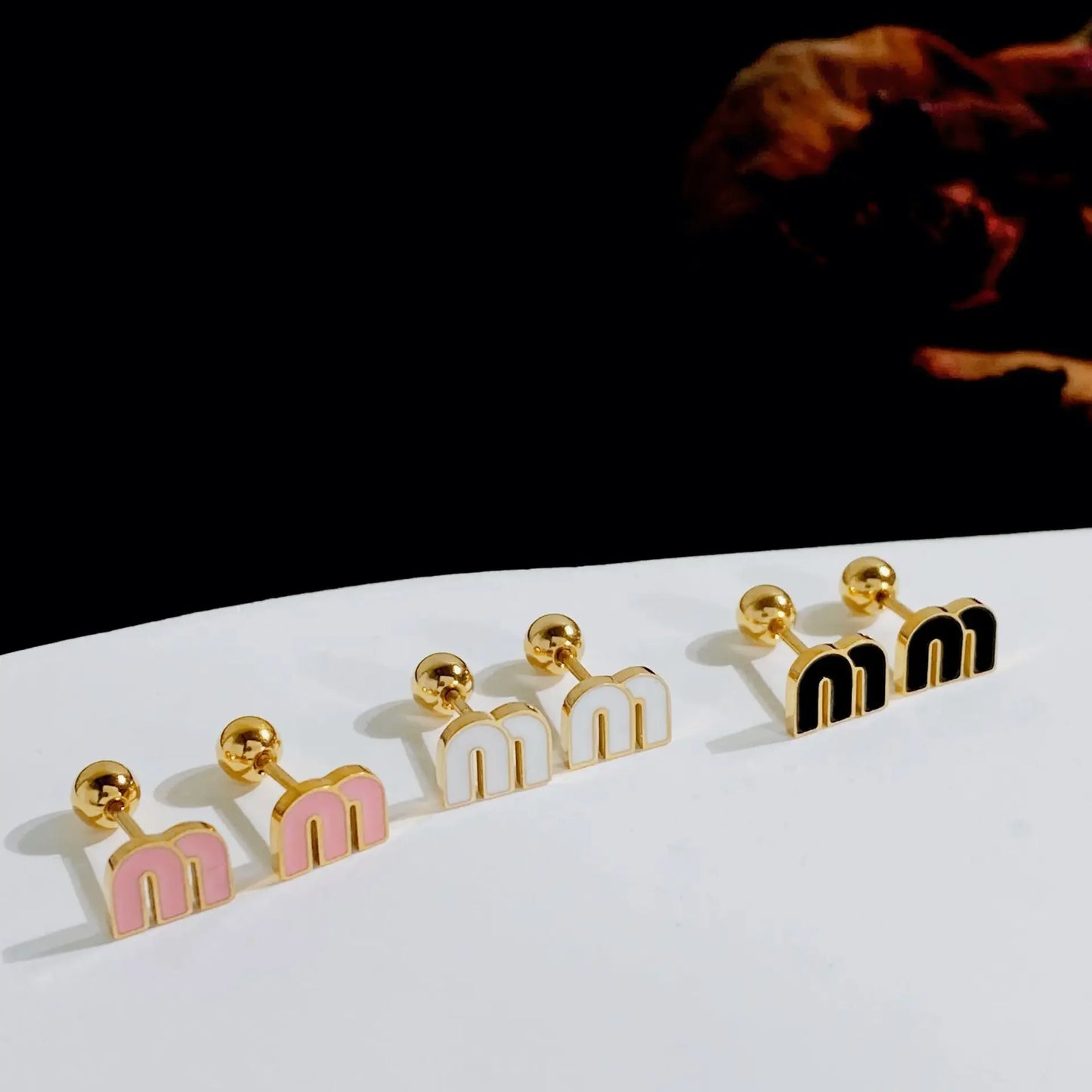 M Stud Earrings