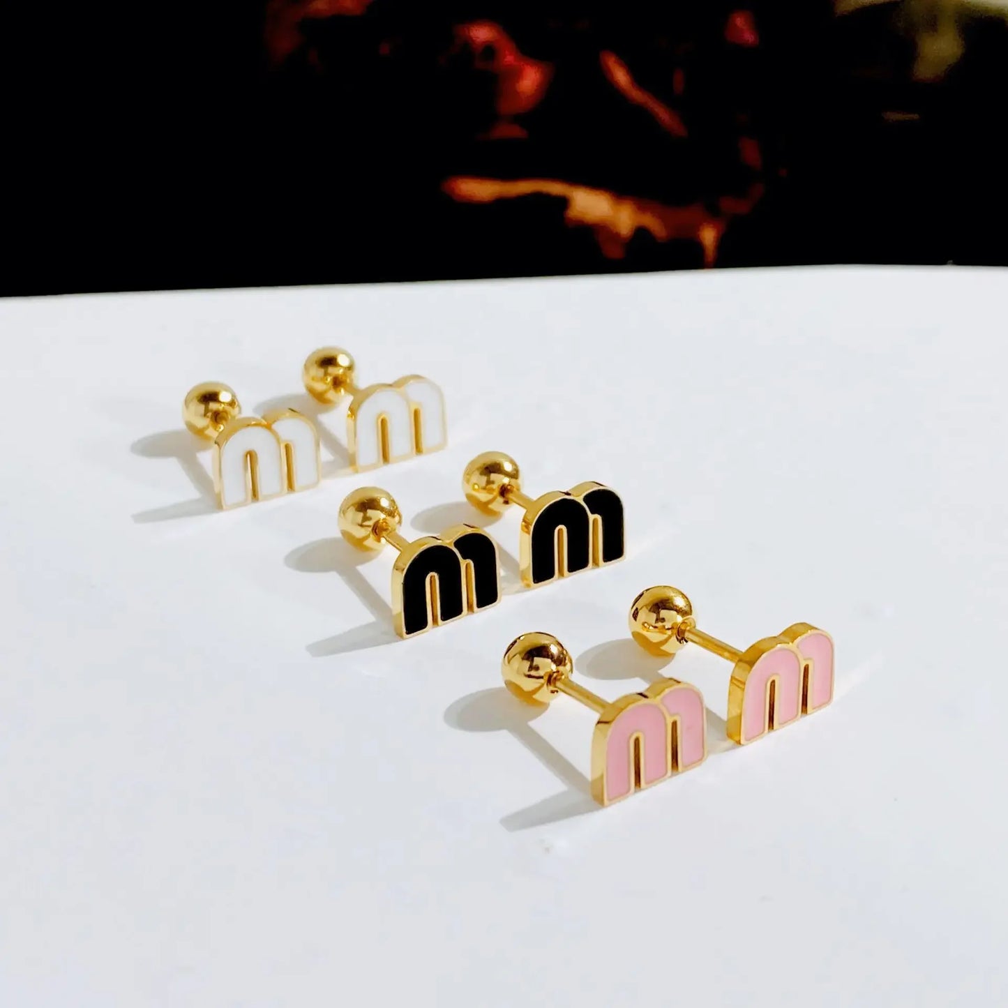 M Stud Earrings