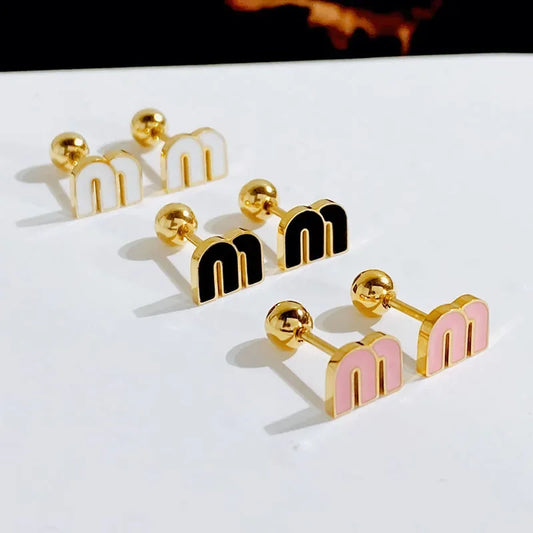 M Stud Earrings